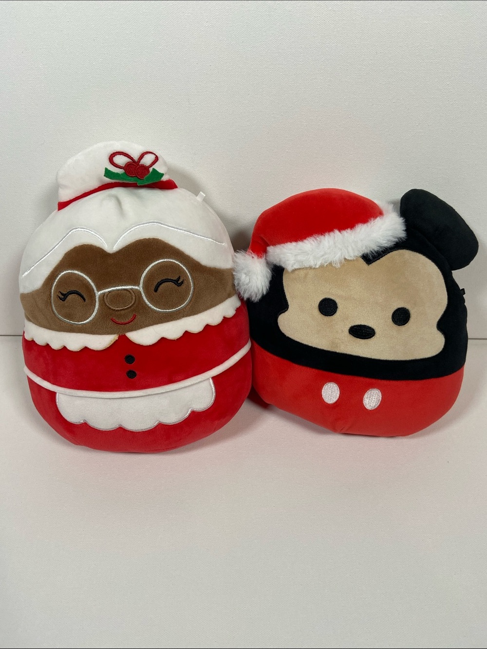 Squishmallows Red White Black Holiday Mrs. Clause & Mickey Plush Duo 10”